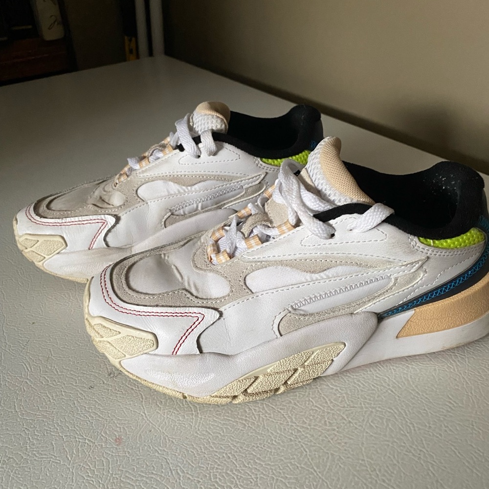 Puma Women's White and Cream Sneakers